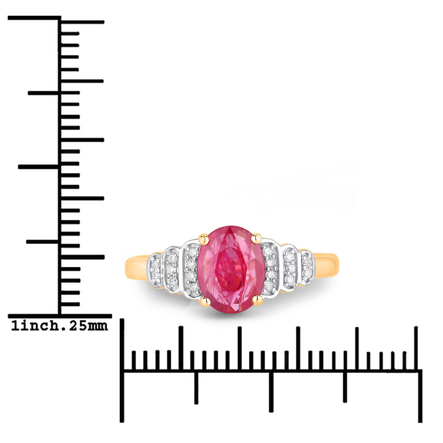 Oval-Cut Ruby Ring with Diamond Tapering Shoulders