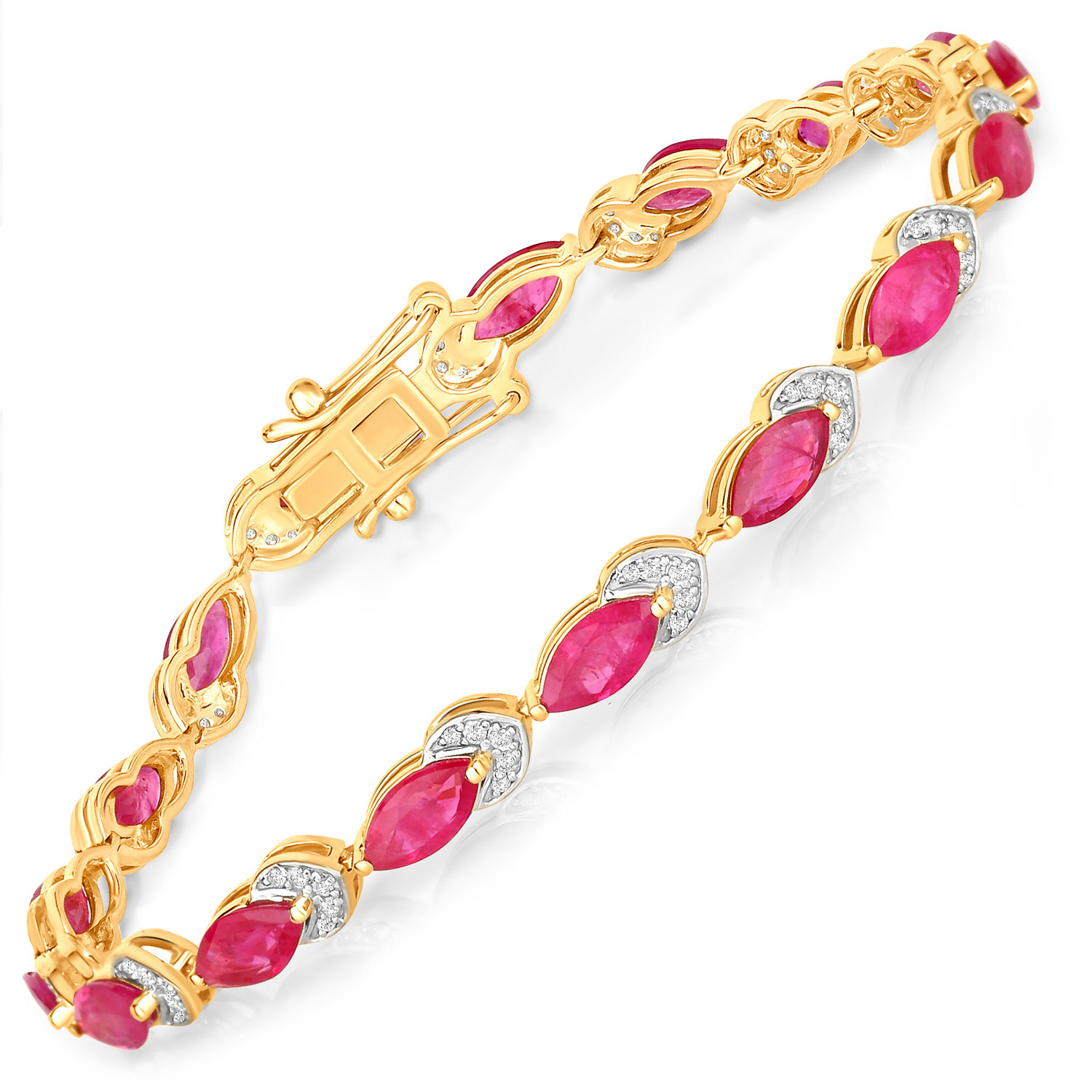Marquise Ruby & Diamond "Tulip" Tennis Bracelet 7"