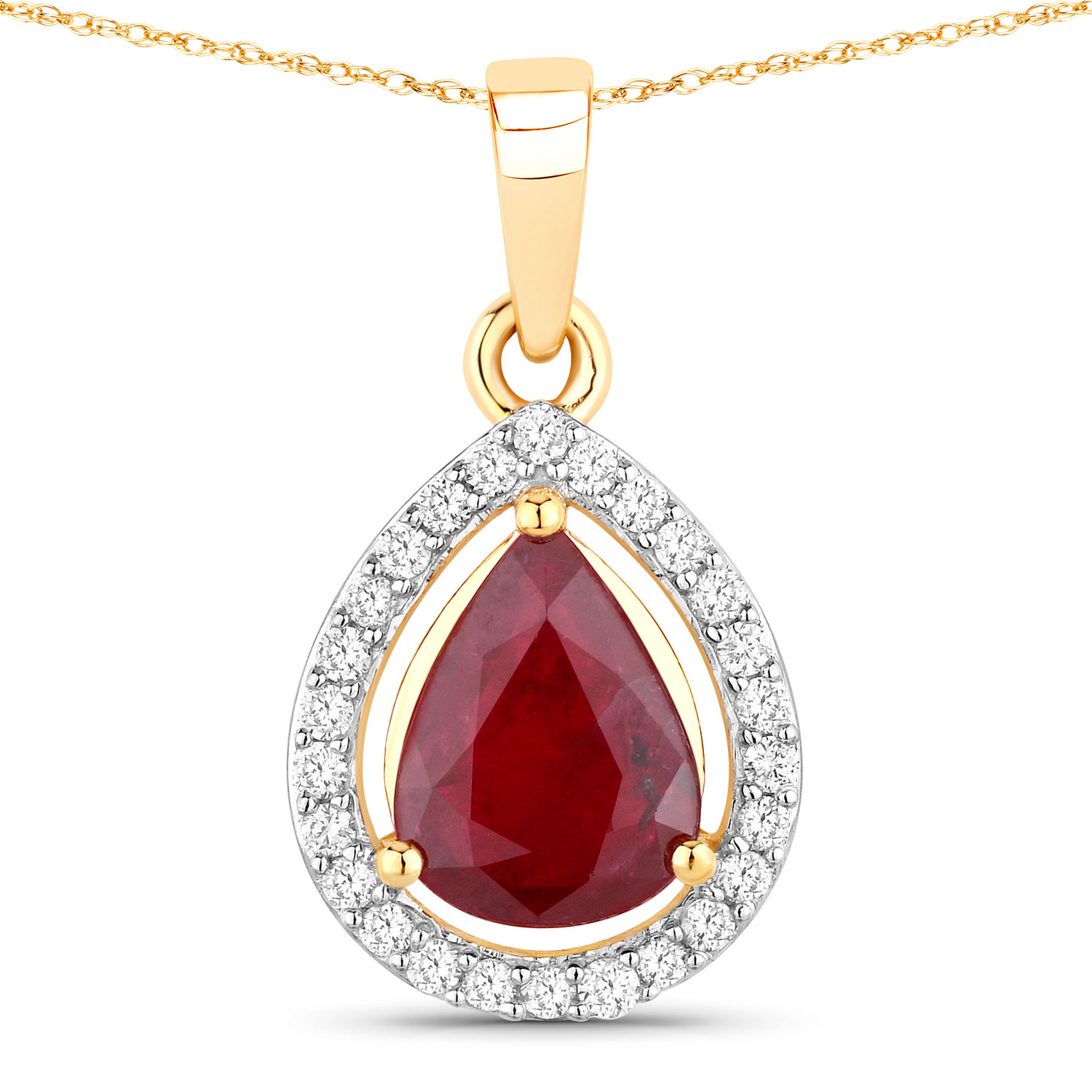 Pear-Cut Ruby and Diamond Halo Pendant