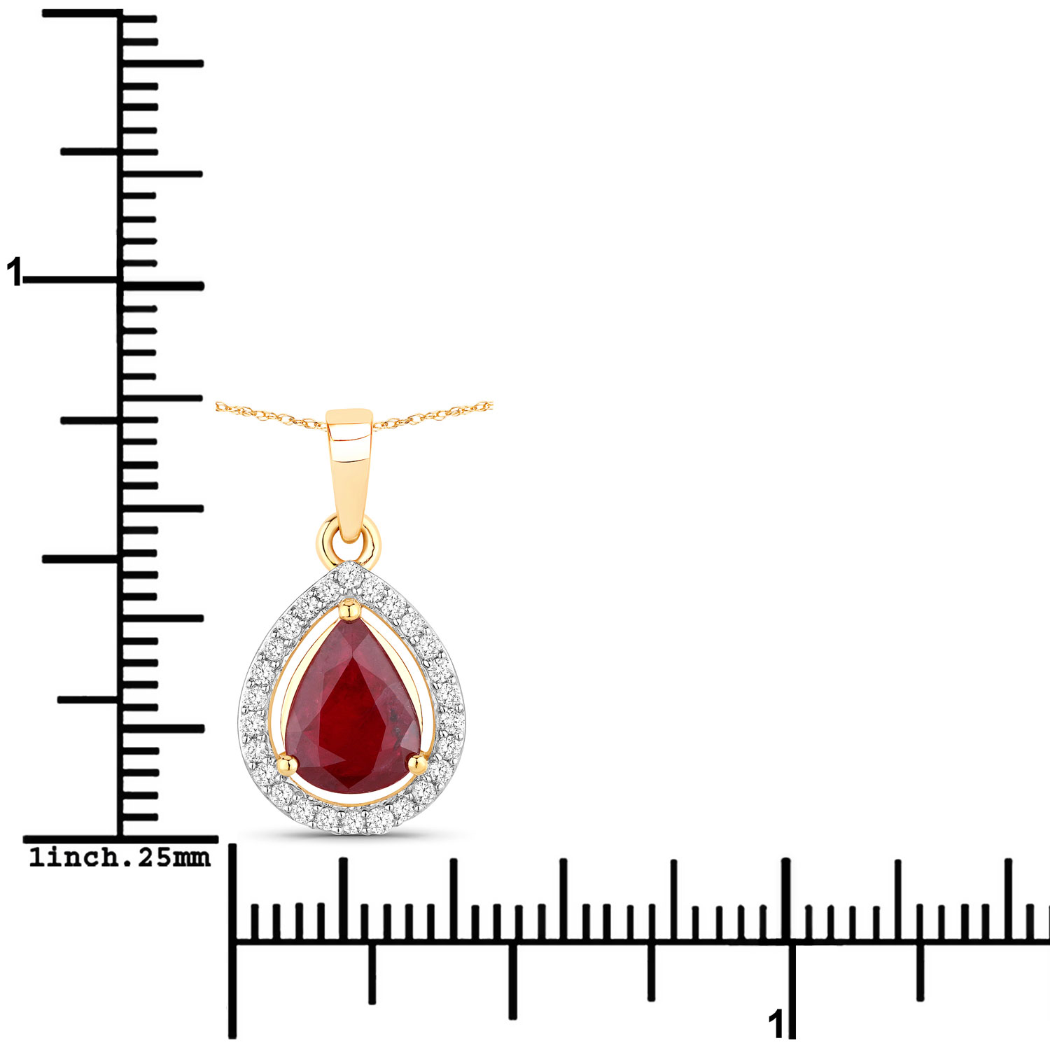 Pear-Cut Ruby and Diamond Halo Pendant
