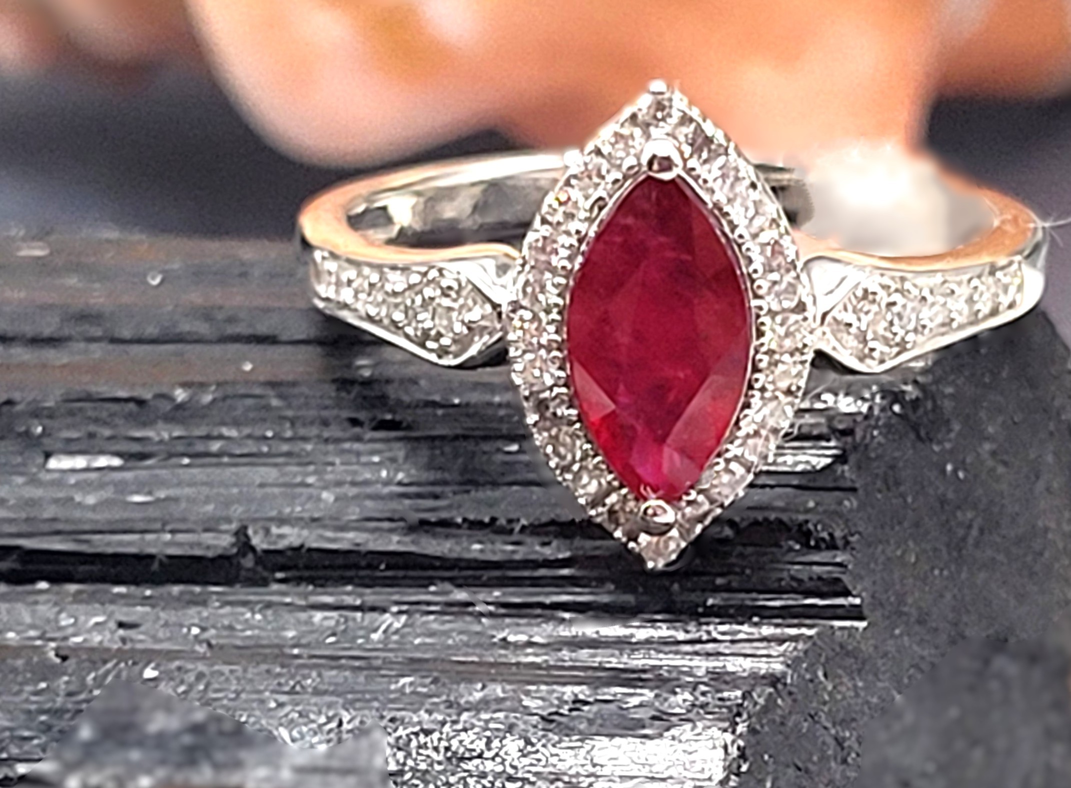Sophisticated & Elegant - Ruby, Diamond Halo Ring