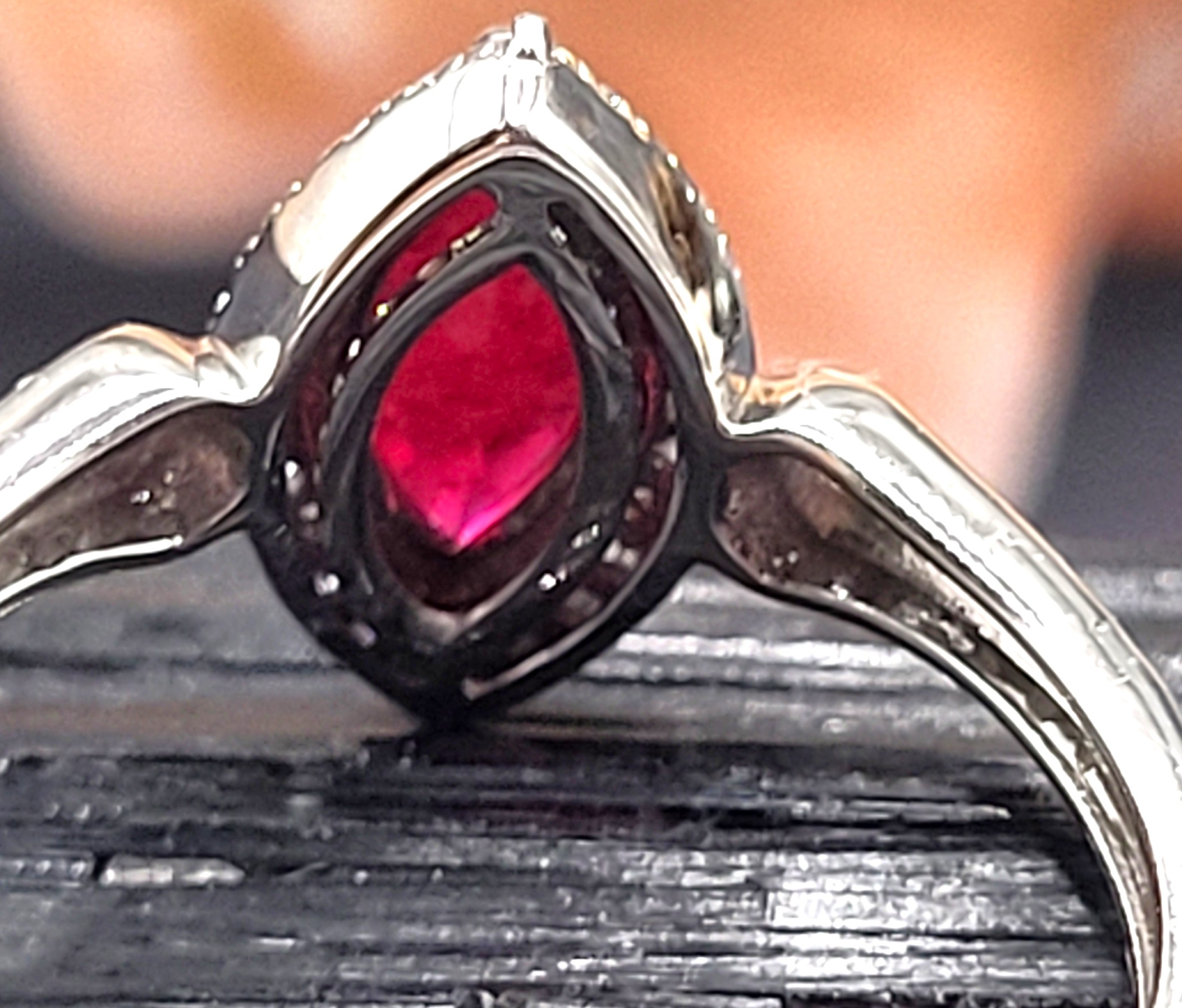 Sophisticated & Elegant - Ruby, Diamond Halo Ring