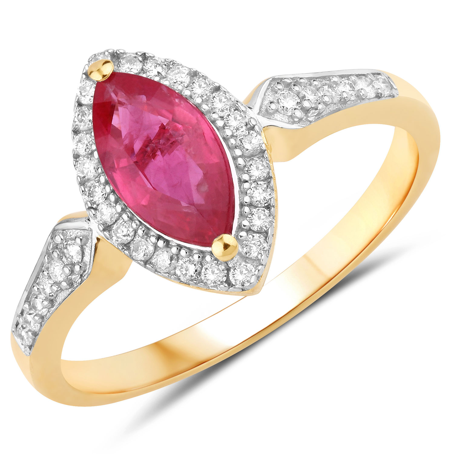 Marquise Ruby and Diamond Vintage-Style Ring WG