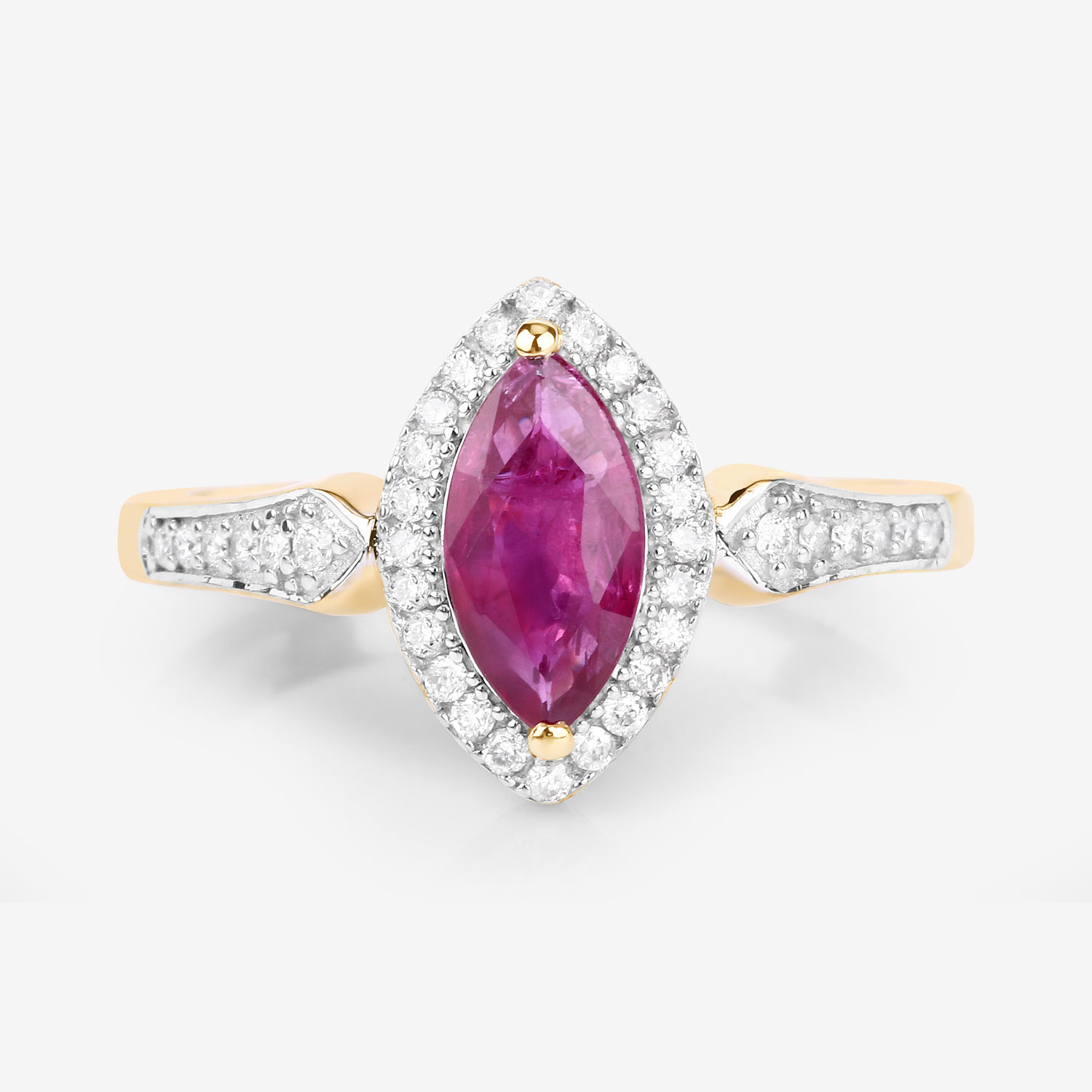 Marquise Ruby and Diamond Vintage-Style Ring WG