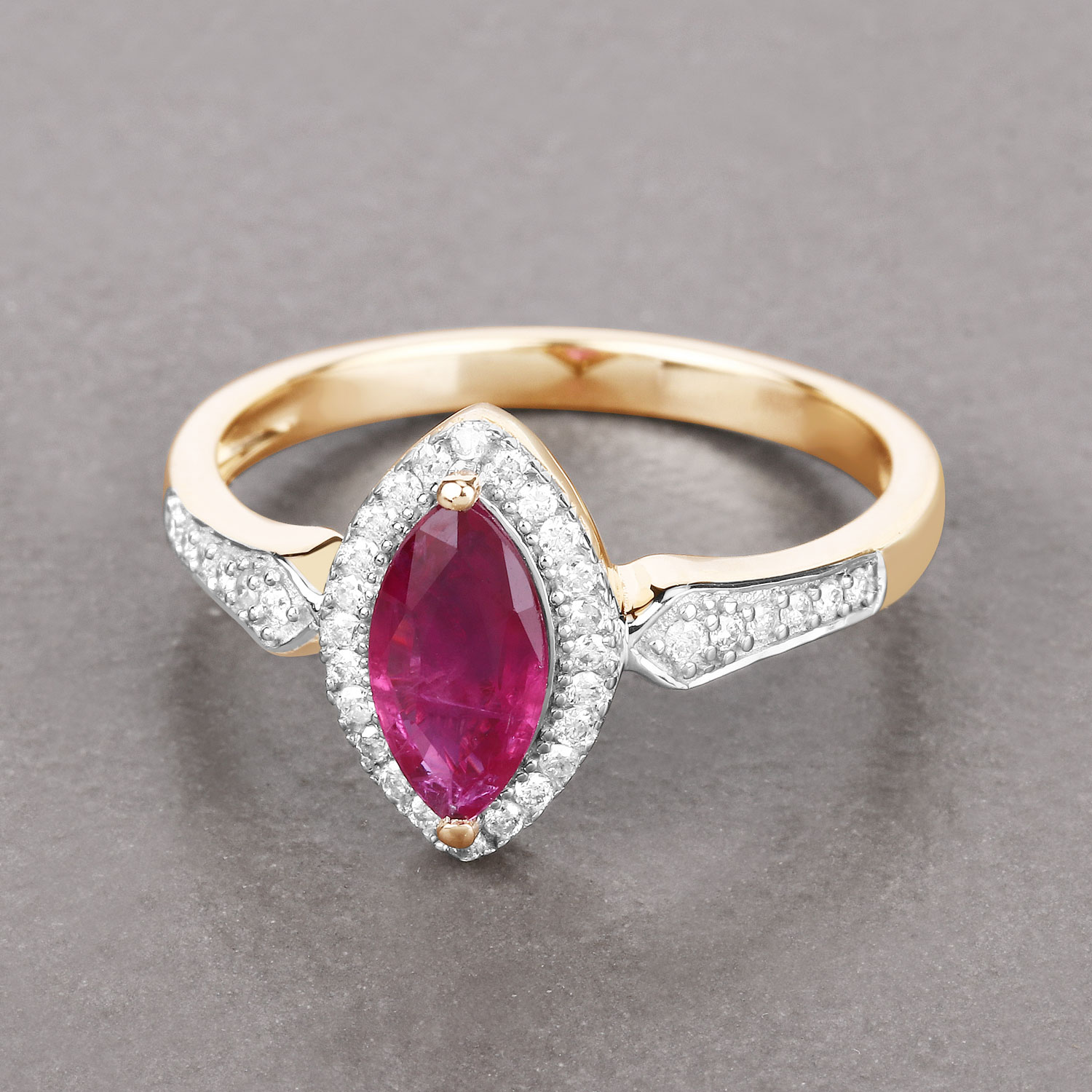 Marquise Ruby and Diamond Vintage-Style Ring WG