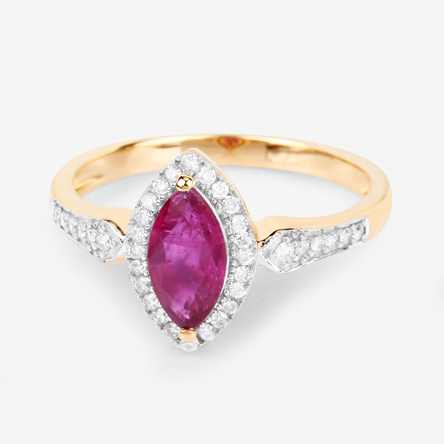 Marquise Ruby and Diamond Vintage-Style Ring WG