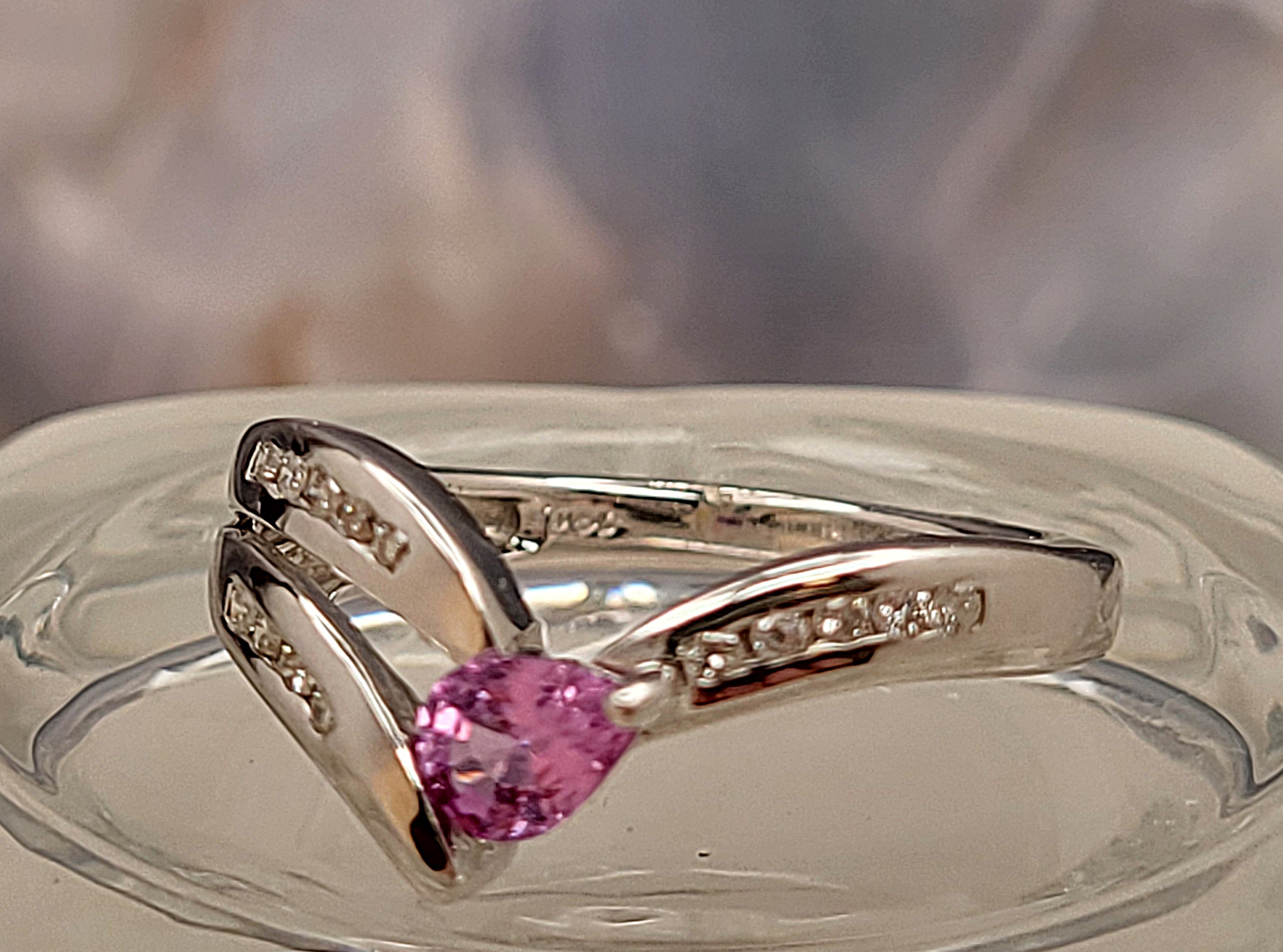 Pink Sapphire and Diamond Chevron Contour Ring