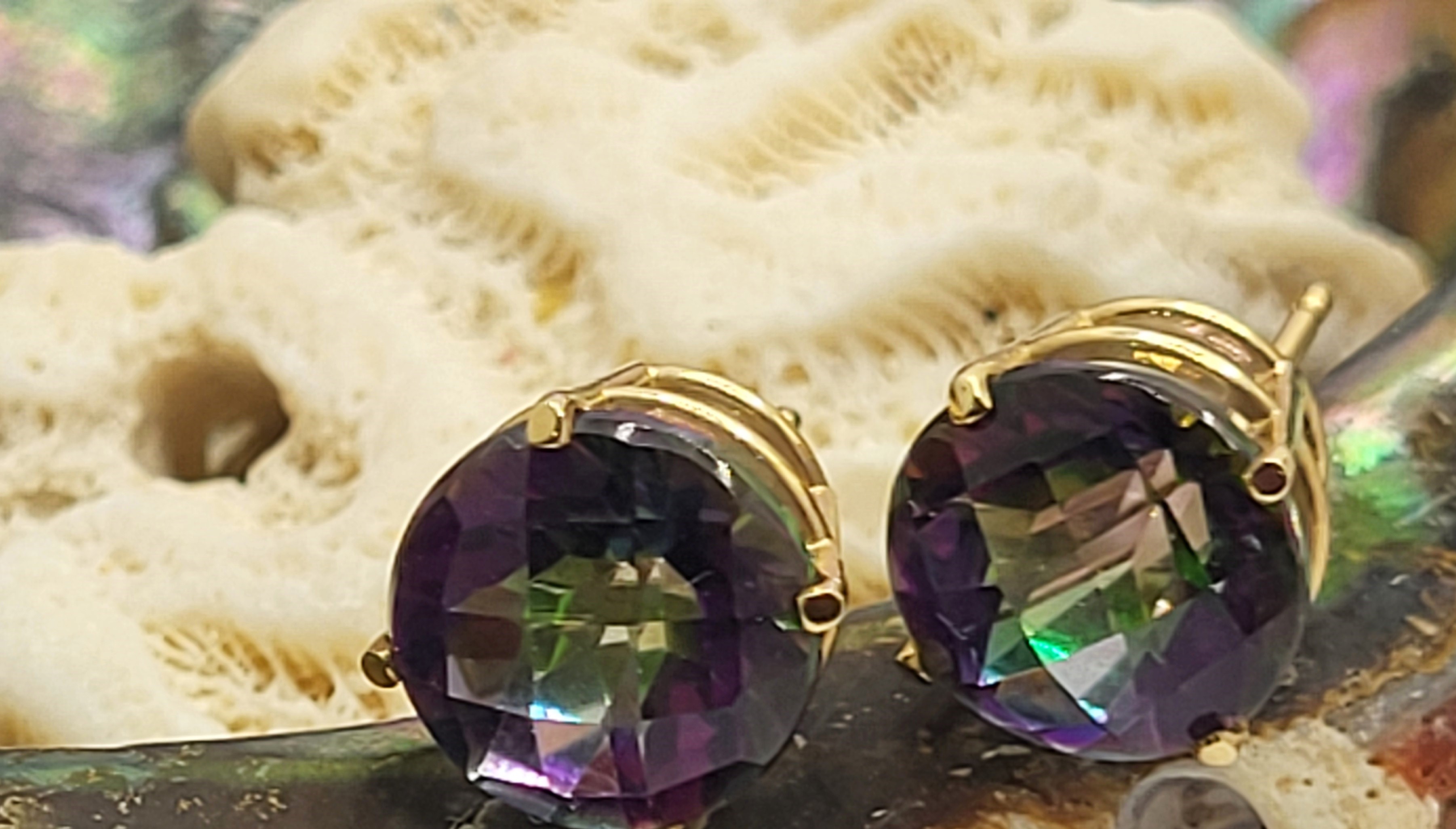Large 10.00mm Round Mystic Topaz Stud Earrings