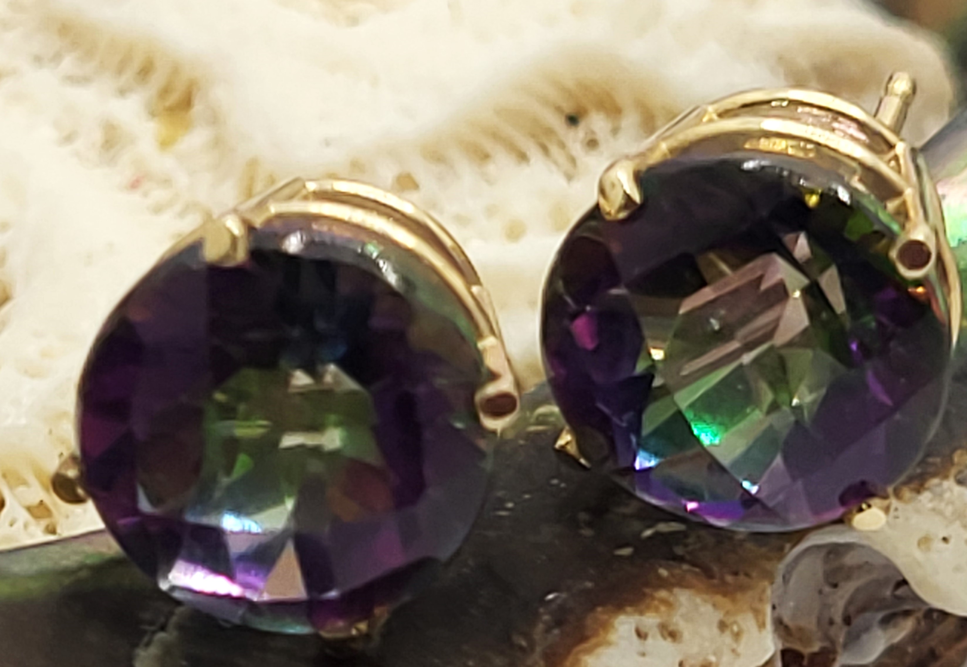 Large 10.00mm Round Mystic Topaz Stud Earrings