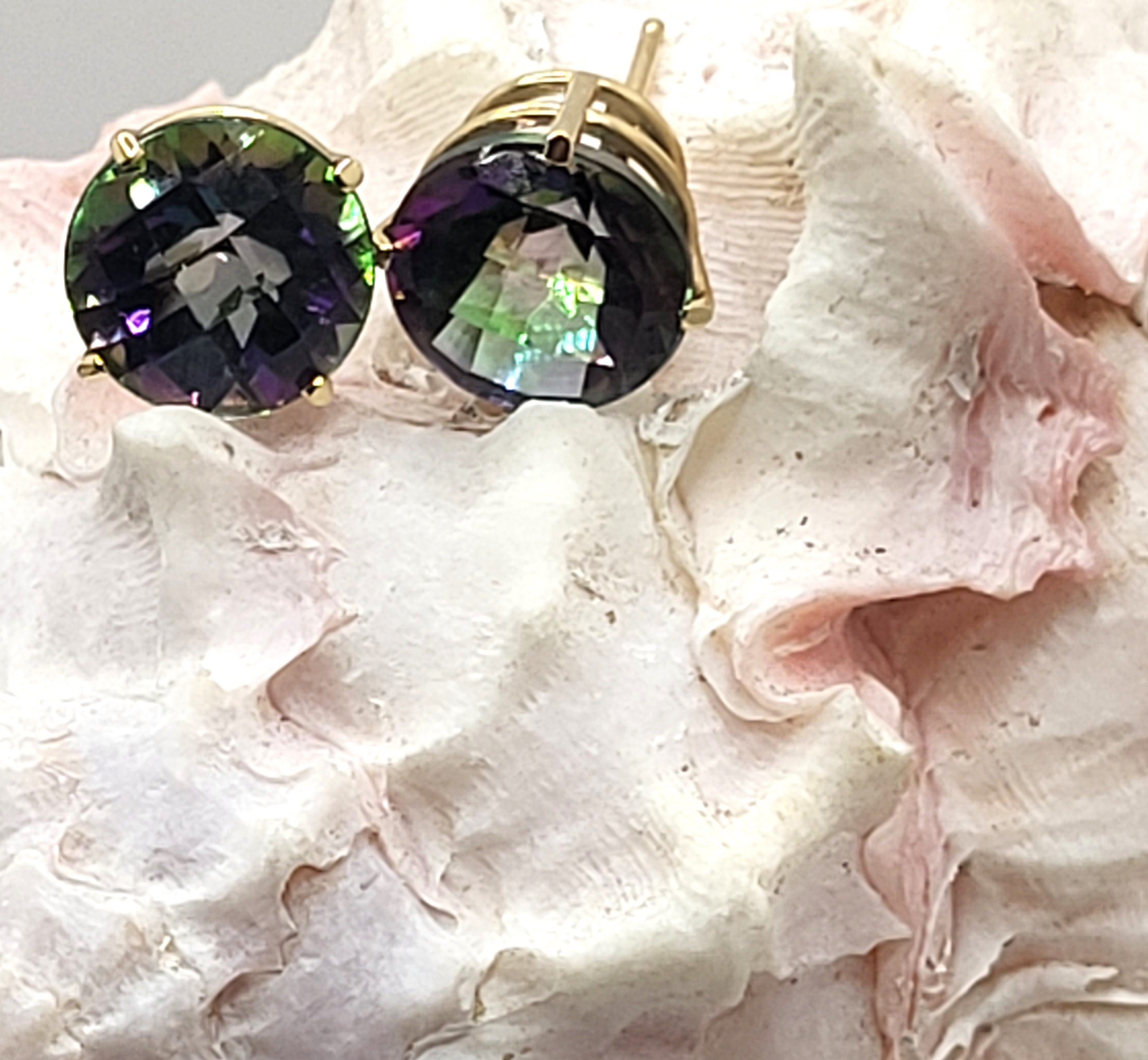 Large 10.00mm Round Mystic Topaz Stud Earrings