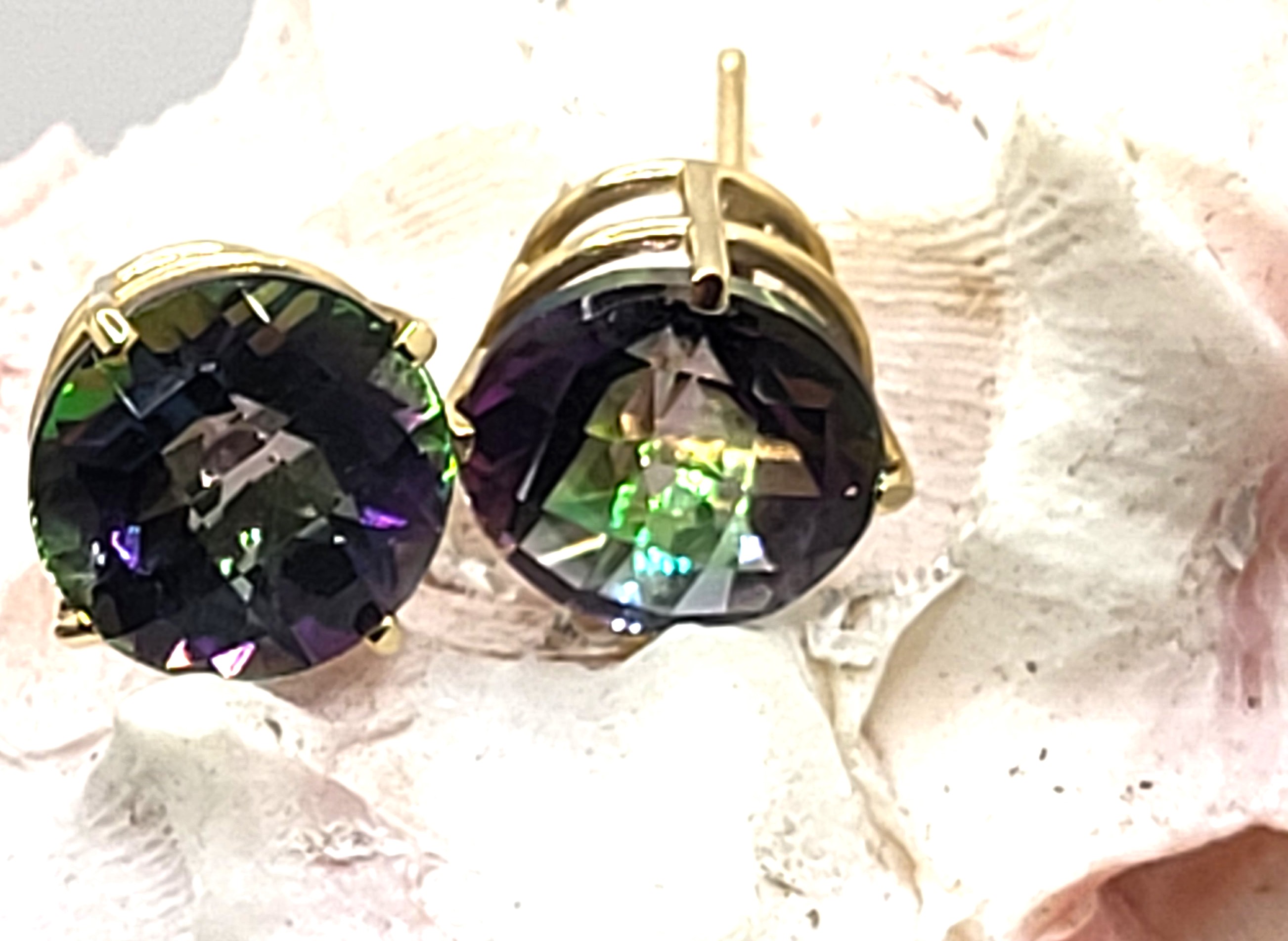 Large 10.00mm Round Mystic Topaz Stud Earrings