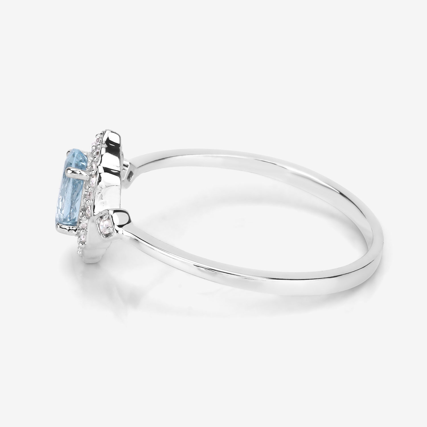 Petite Aquamarine and Diamond Halo Ring
