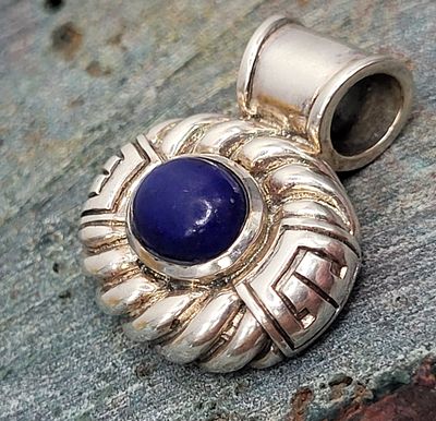 Bold Sterling Silver & Lapis Lazuli Slide Pendant. 14100063 
Setting: Sterling Silver .925 