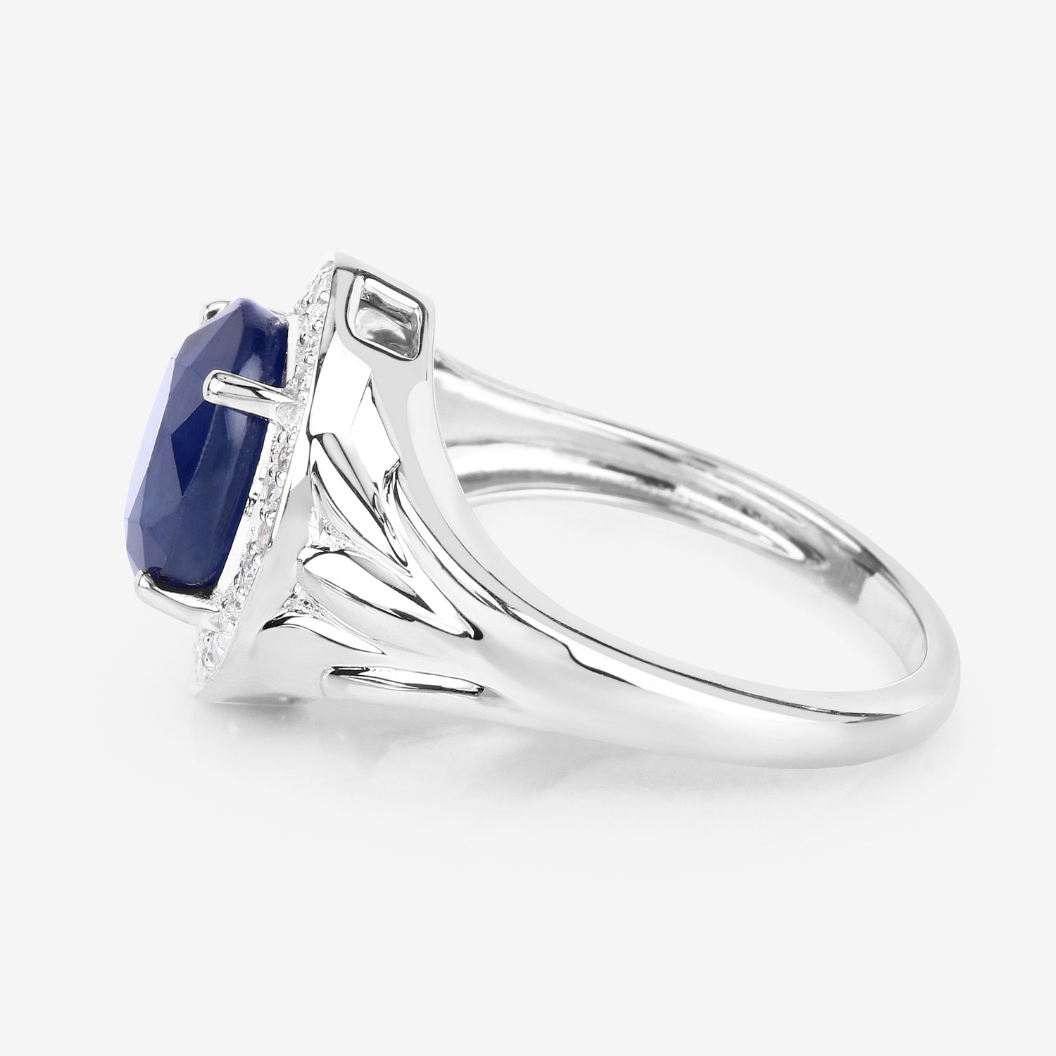 Blue Sapphire & Natural Diamond Statement Ring 14K