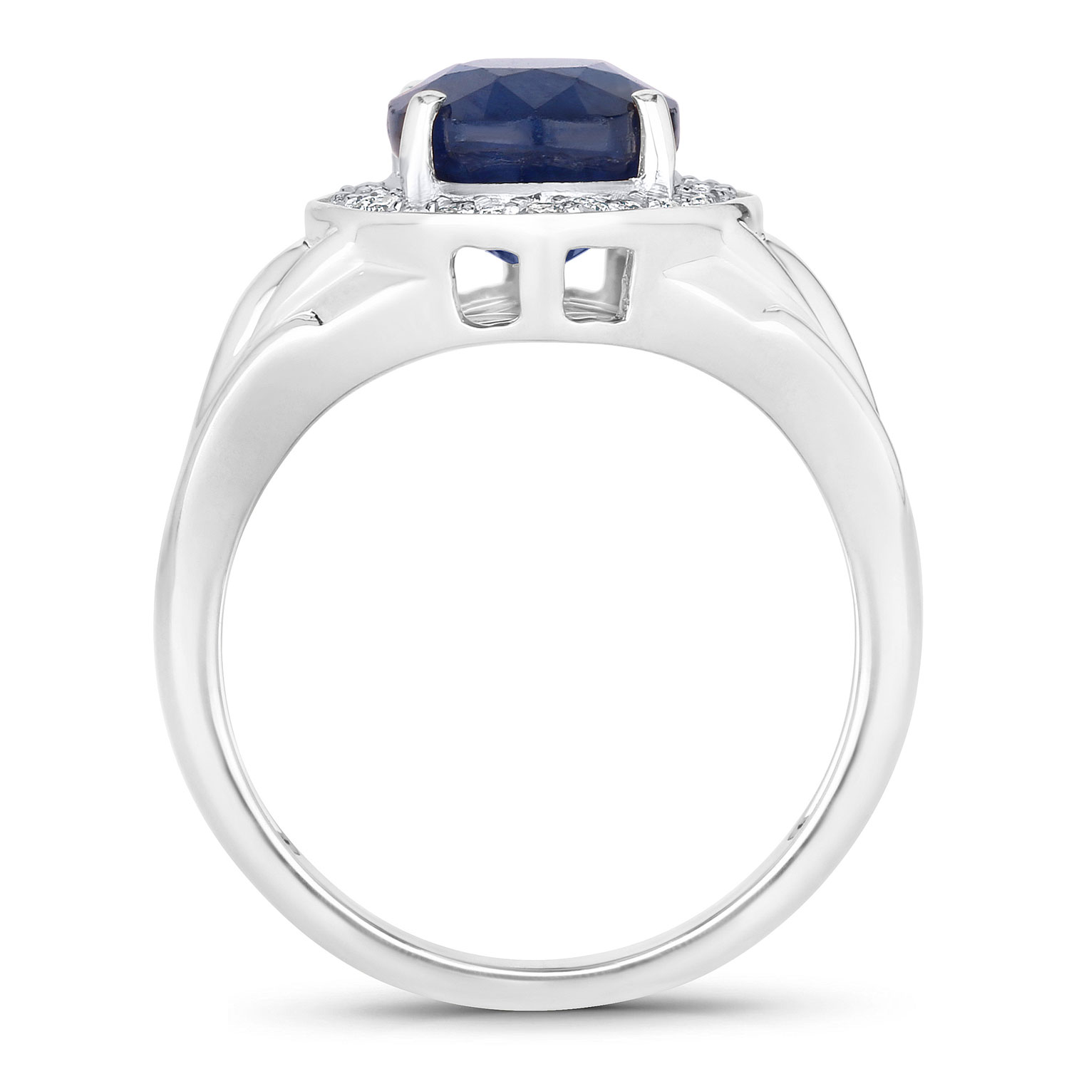 Blue Sapphire & Natural Diamond Statement Ring 14K