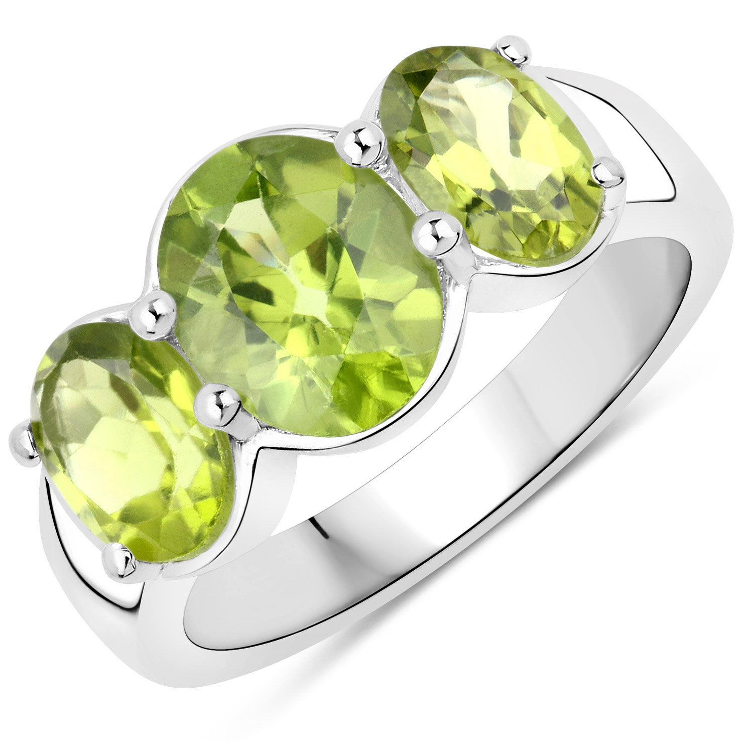 Sterling Silver Three-Stone Peridot Ring