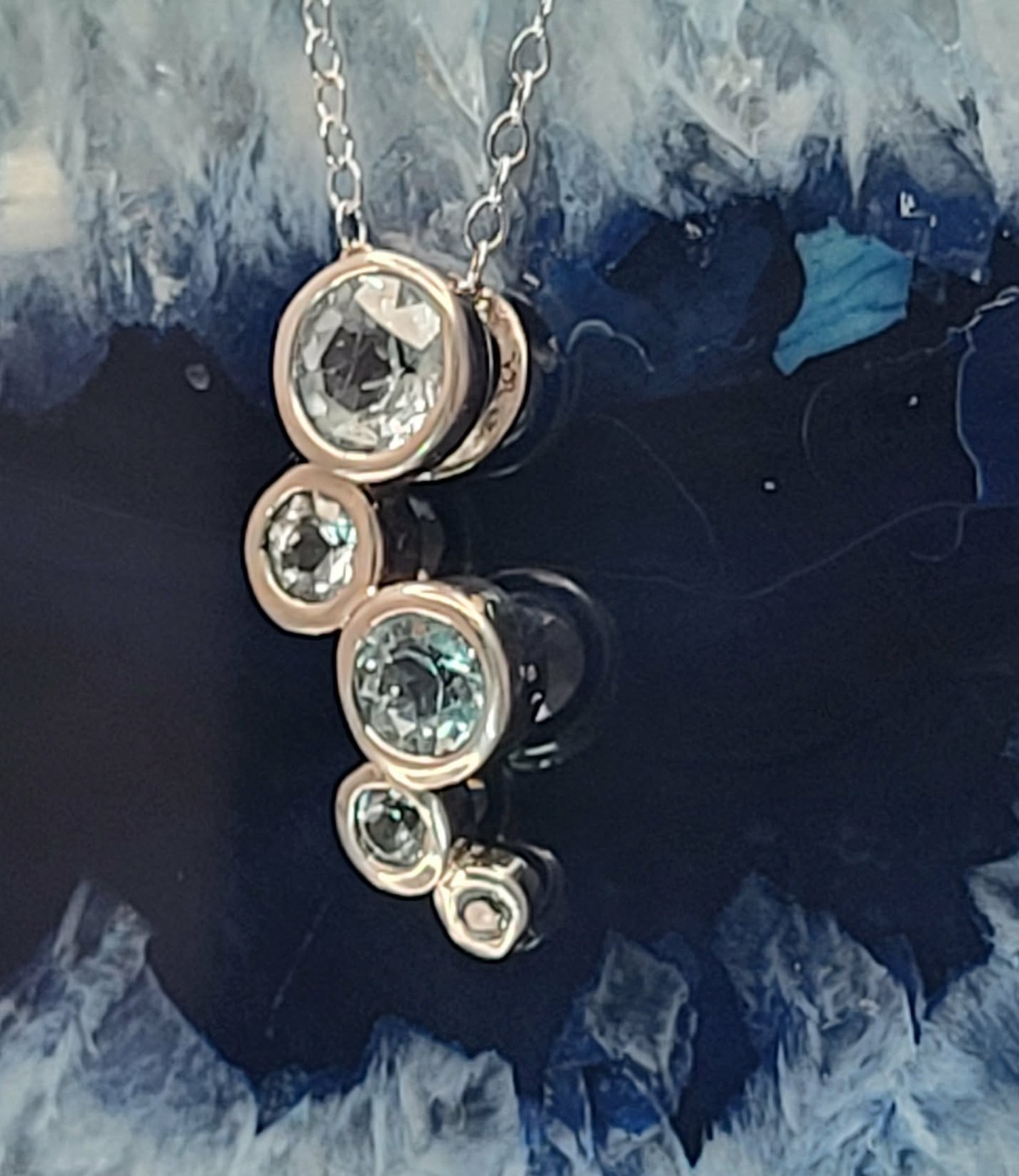 2.5CTW Sky Blue Topaz Cascade Bubble Necklace .925