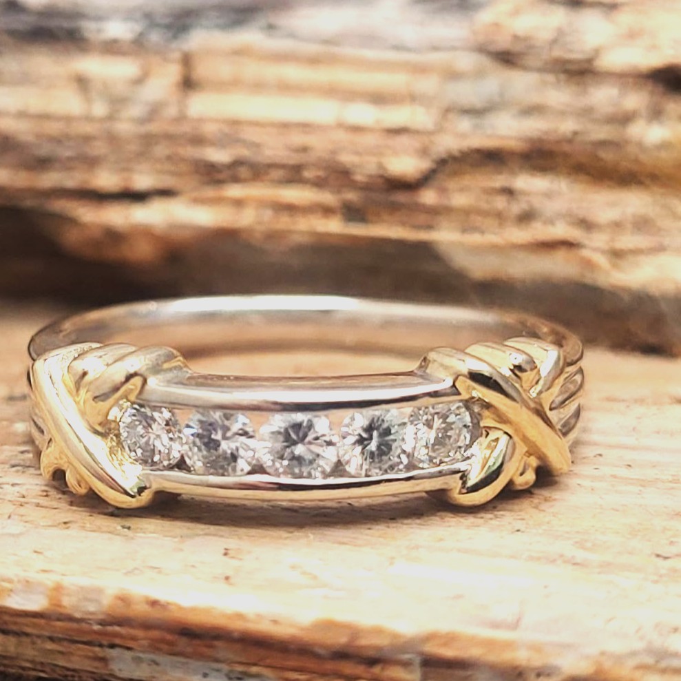 14K 2-Tone Gold Early Production Iconic Diamond Ring .33CTW