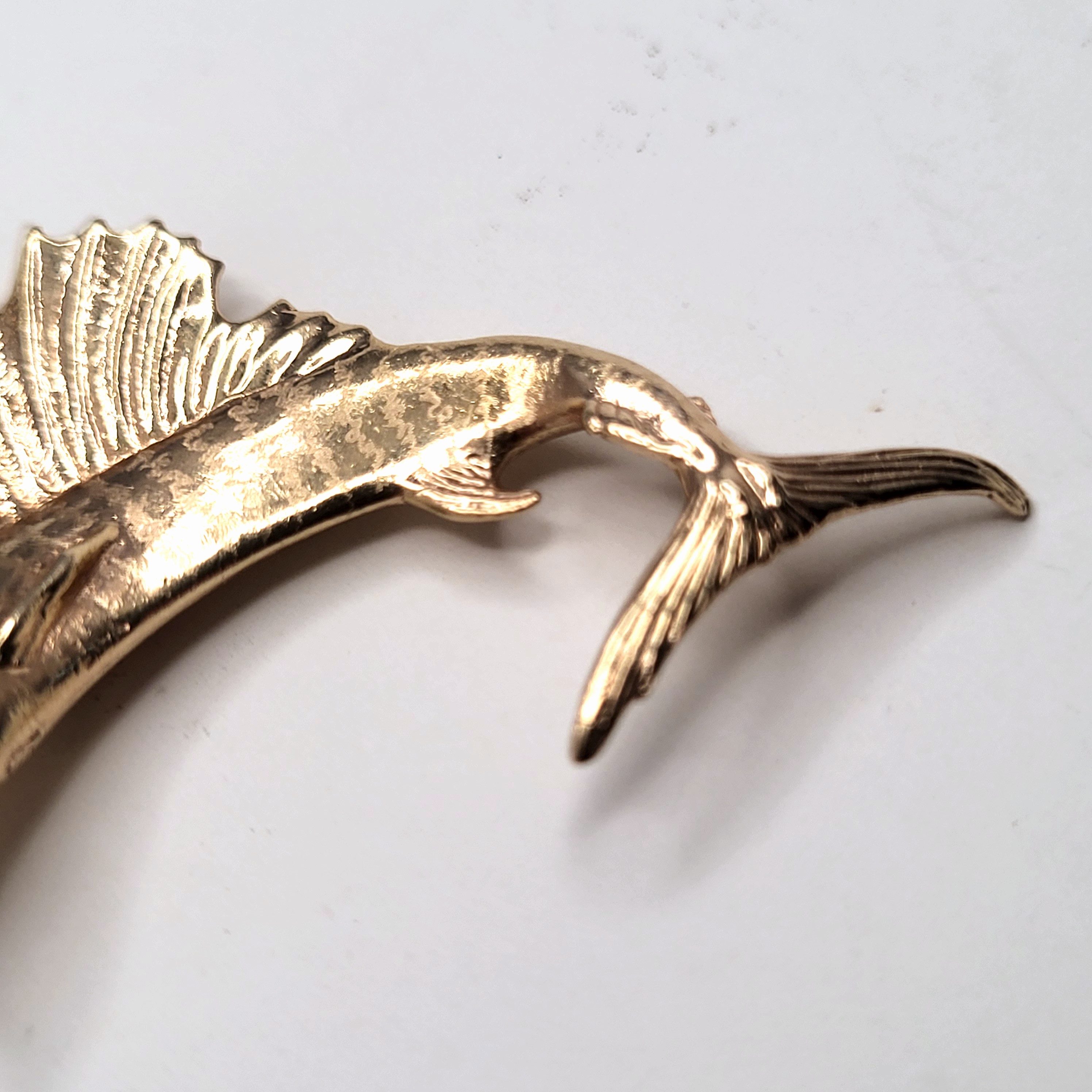 Heavy, 14K Solid Gold Leaping Sailfish Pendant