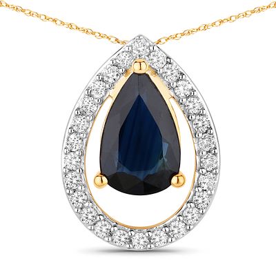 Beguiling Blue Sapphire & Natural Diamond Pendant
. 31100129 
Setting: 14K Yellow Gold 
