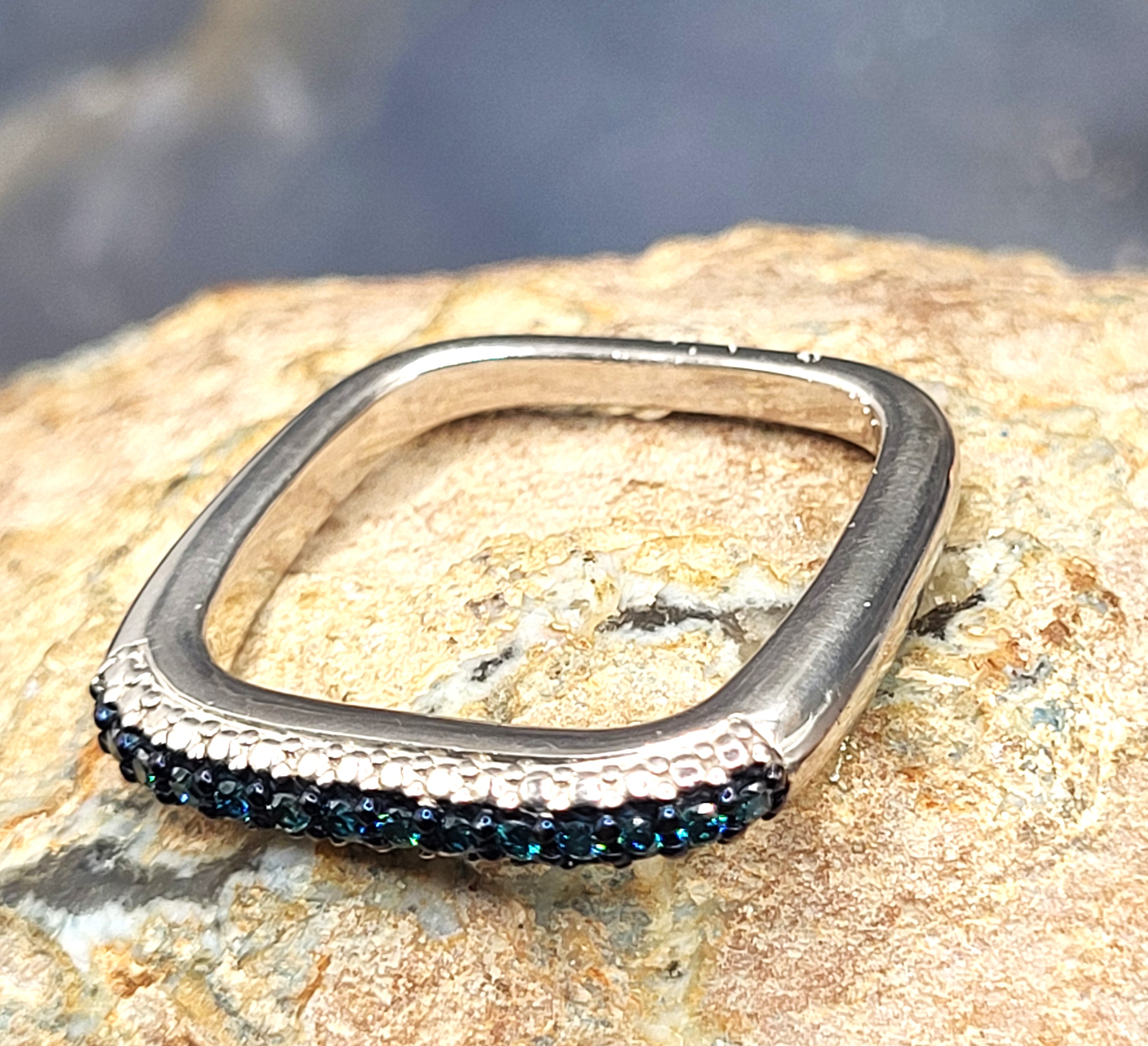 Blue Diamond Square Slide-Through Pendant