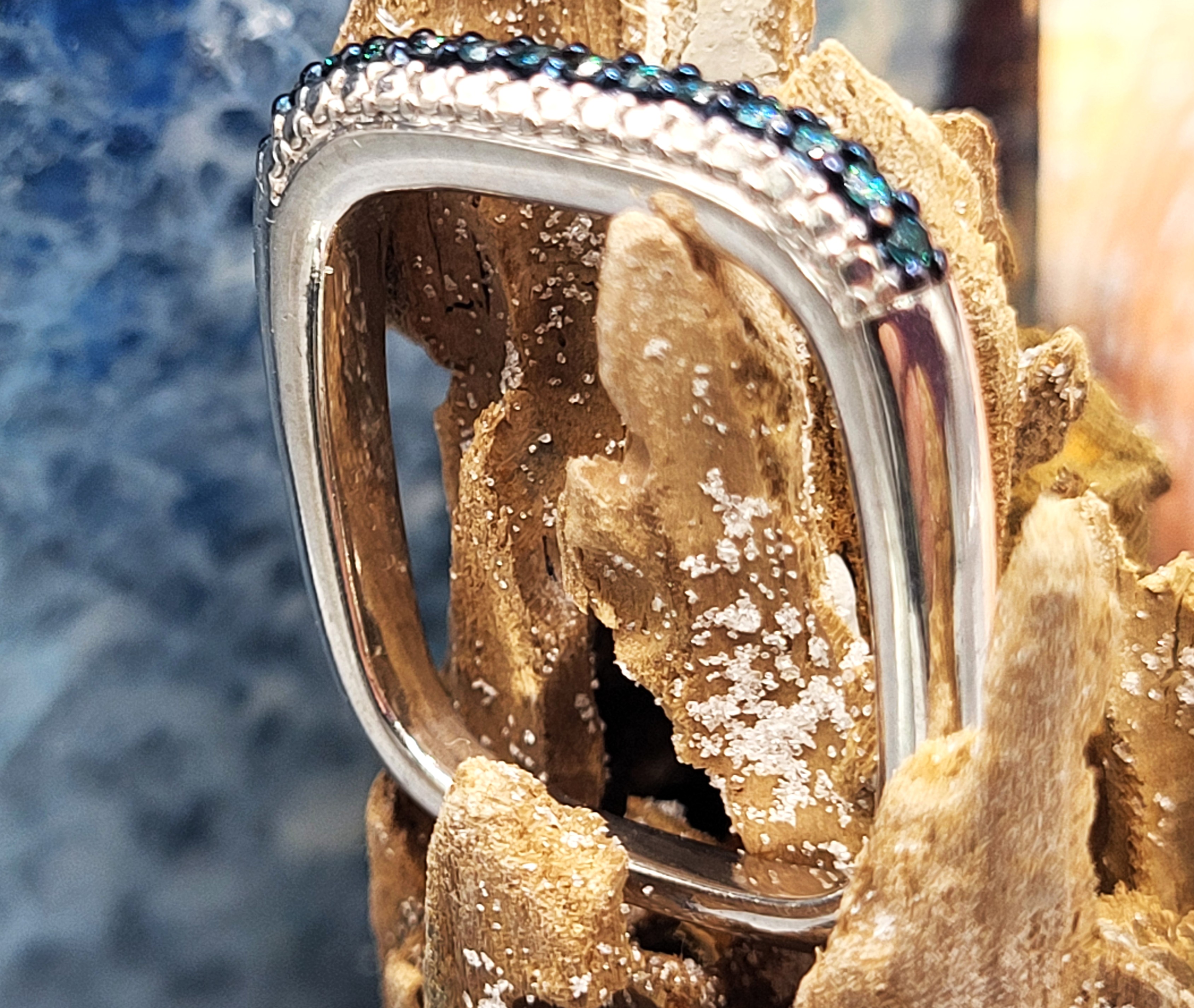 Blue Diamond Square Slide-Through Pendant