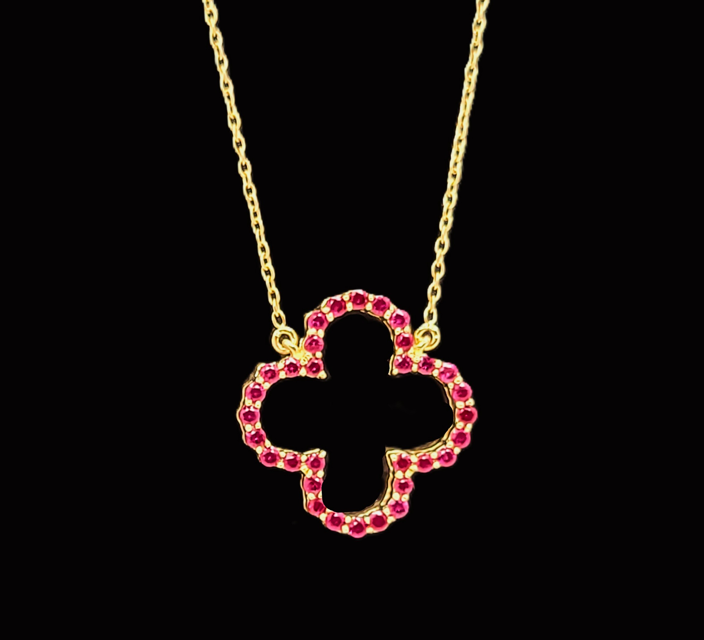 Open Design Ruby Quatrefoil Necklace