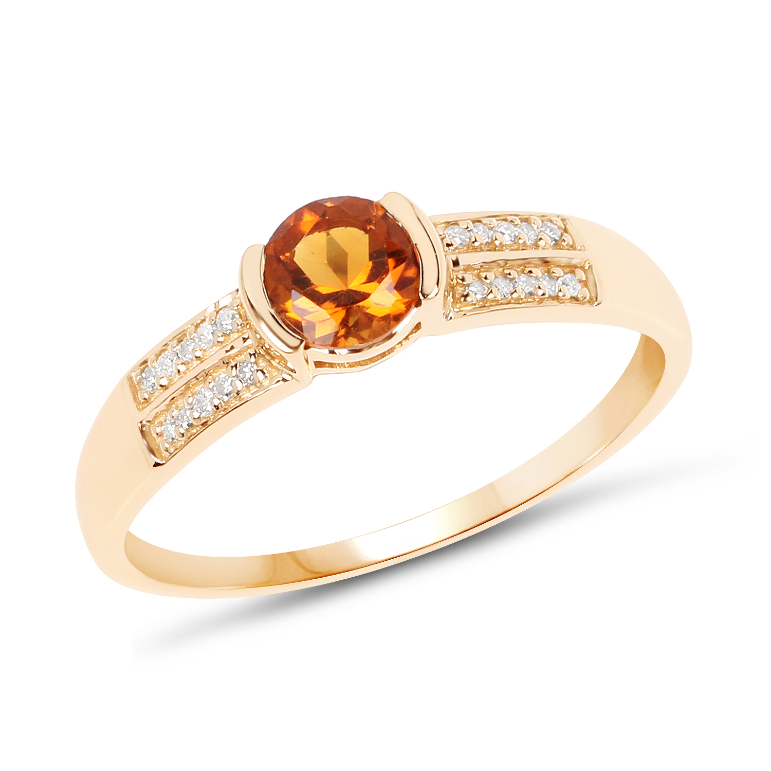 Madeira Citrine & Diamond Solitaire - Stacker Ring