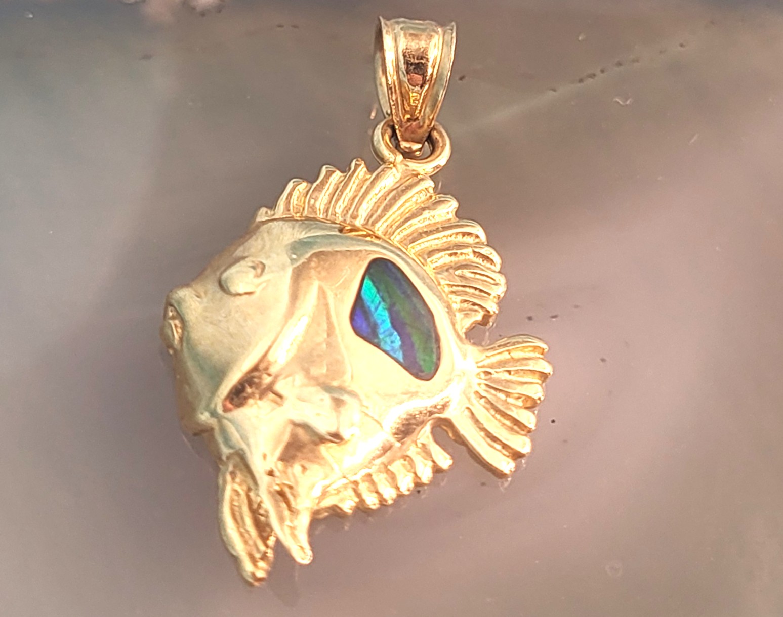 Sleepytime Baby Sunfish -LC Black Opal Pendant 14K