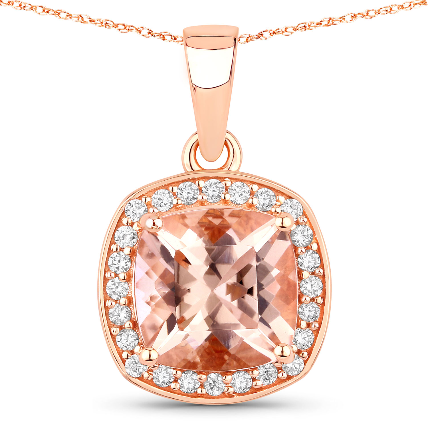 2.26 CTW Morganite & Diamond Halo Necklace14K