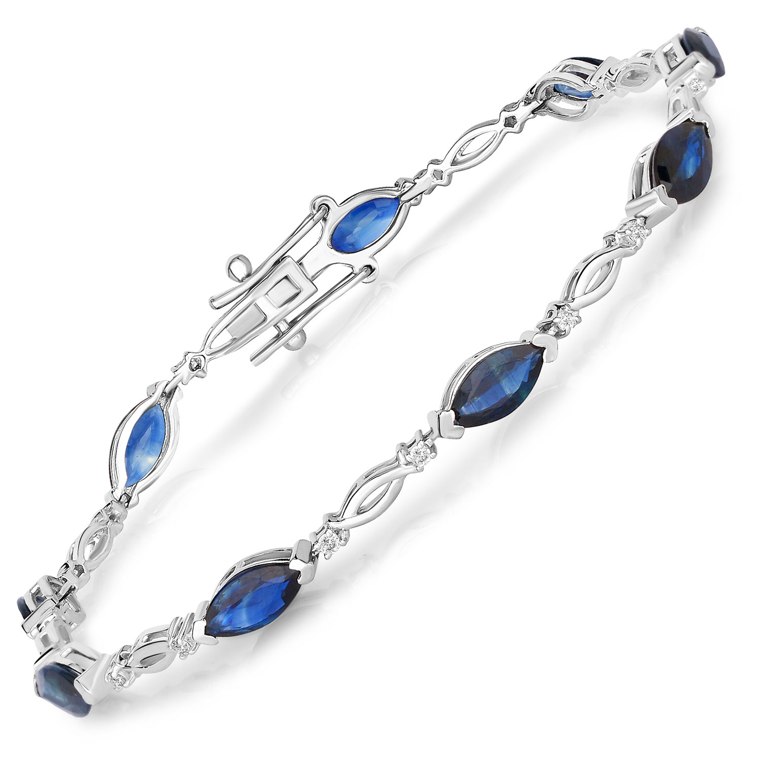 Genuine Blue Sapphire & Natural Diamond Bracelet