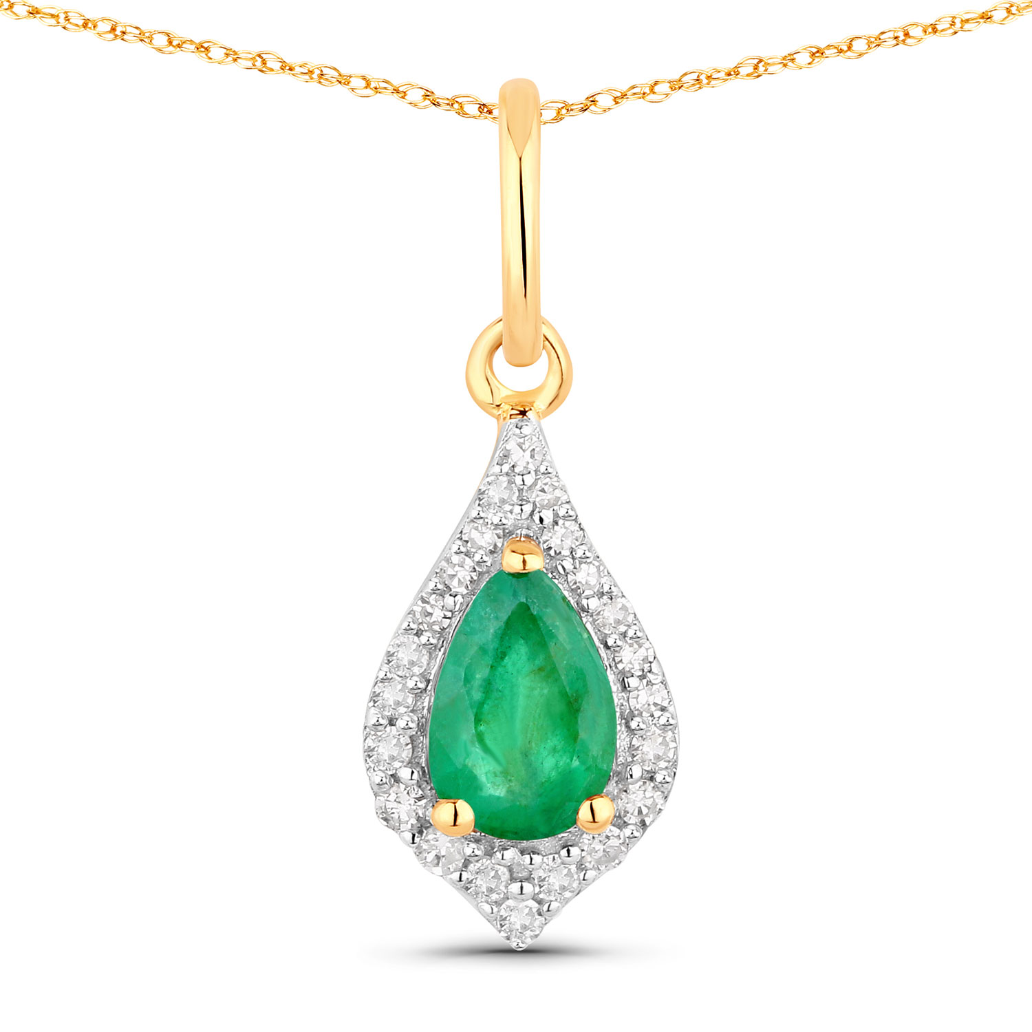 Pear-Cut Zambian Emerald and Diamond Necklace