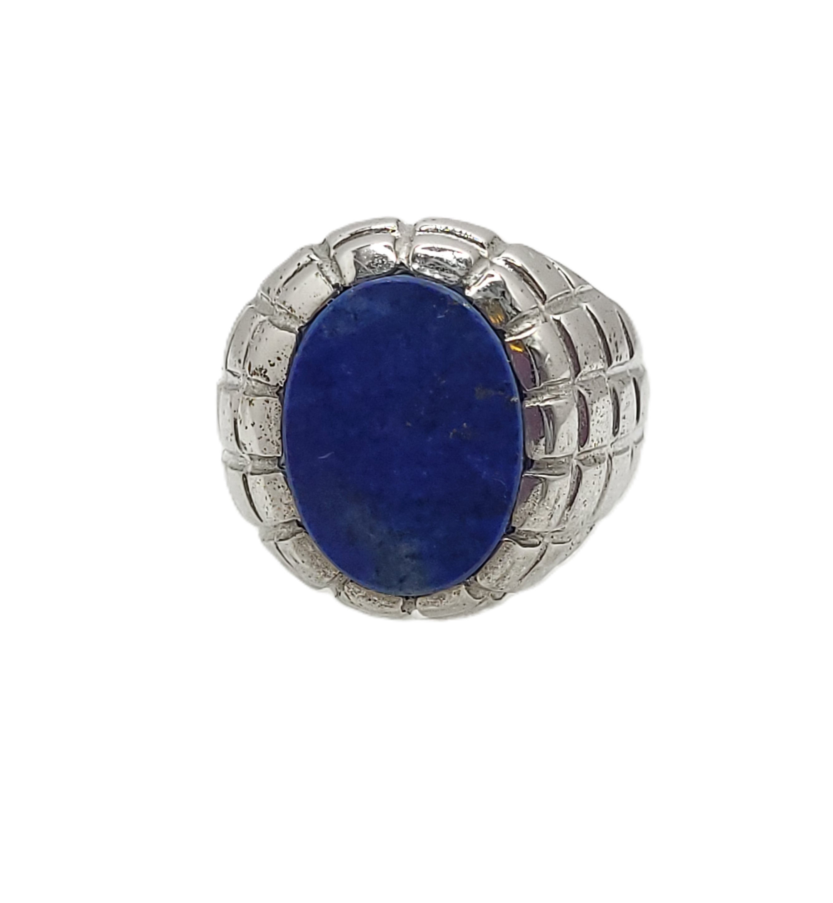 Man's Denim Lapis Ring in Sterling Silver