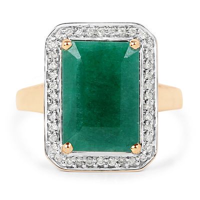 Bold Bravado 5.5CT Emerald & .21CTW Diamond Ring. 28100050 
Setting: 14K Yellow Gold 
