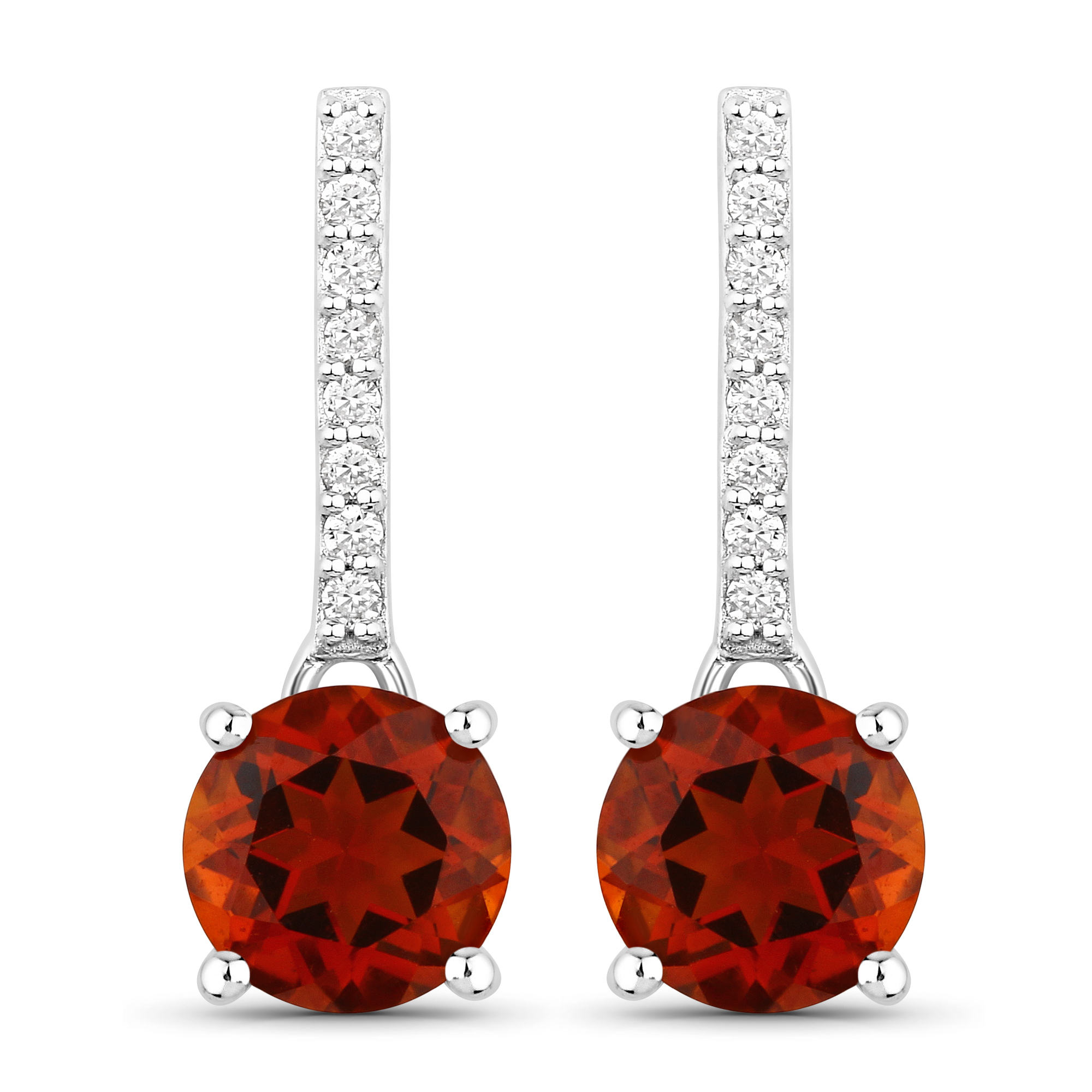 Genuine Madeira Citrine & Lab Diamon Drop Earrings