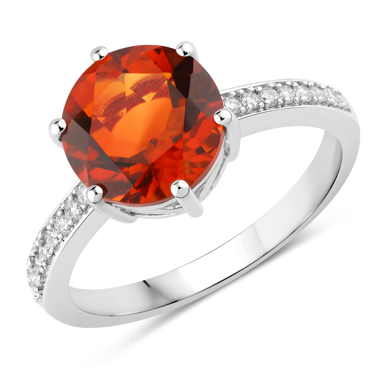 Sterling Silver Madeira Citrine & Lab DiamondRing