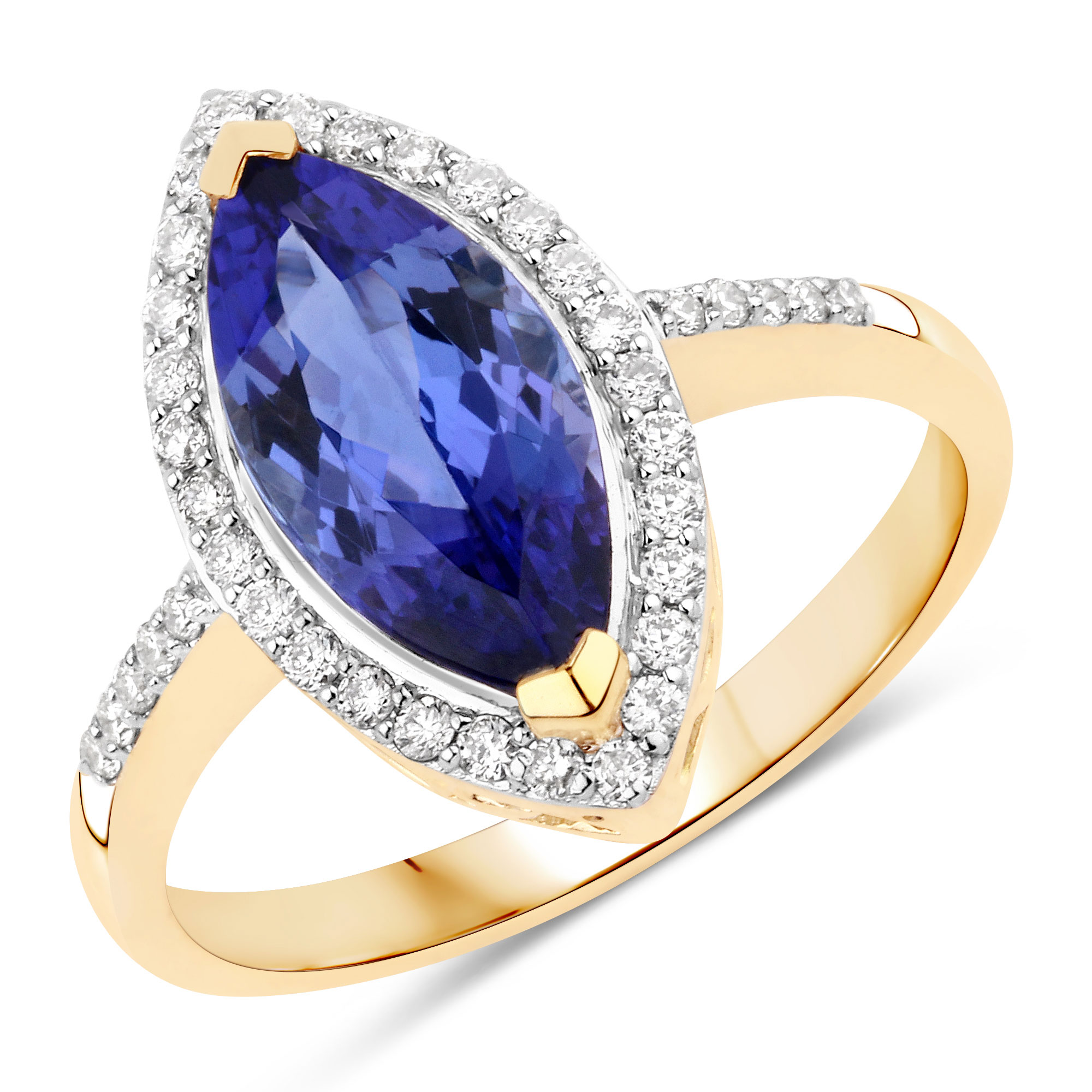 Genuine Marquise Tanzanite & Natural Diamond Ring