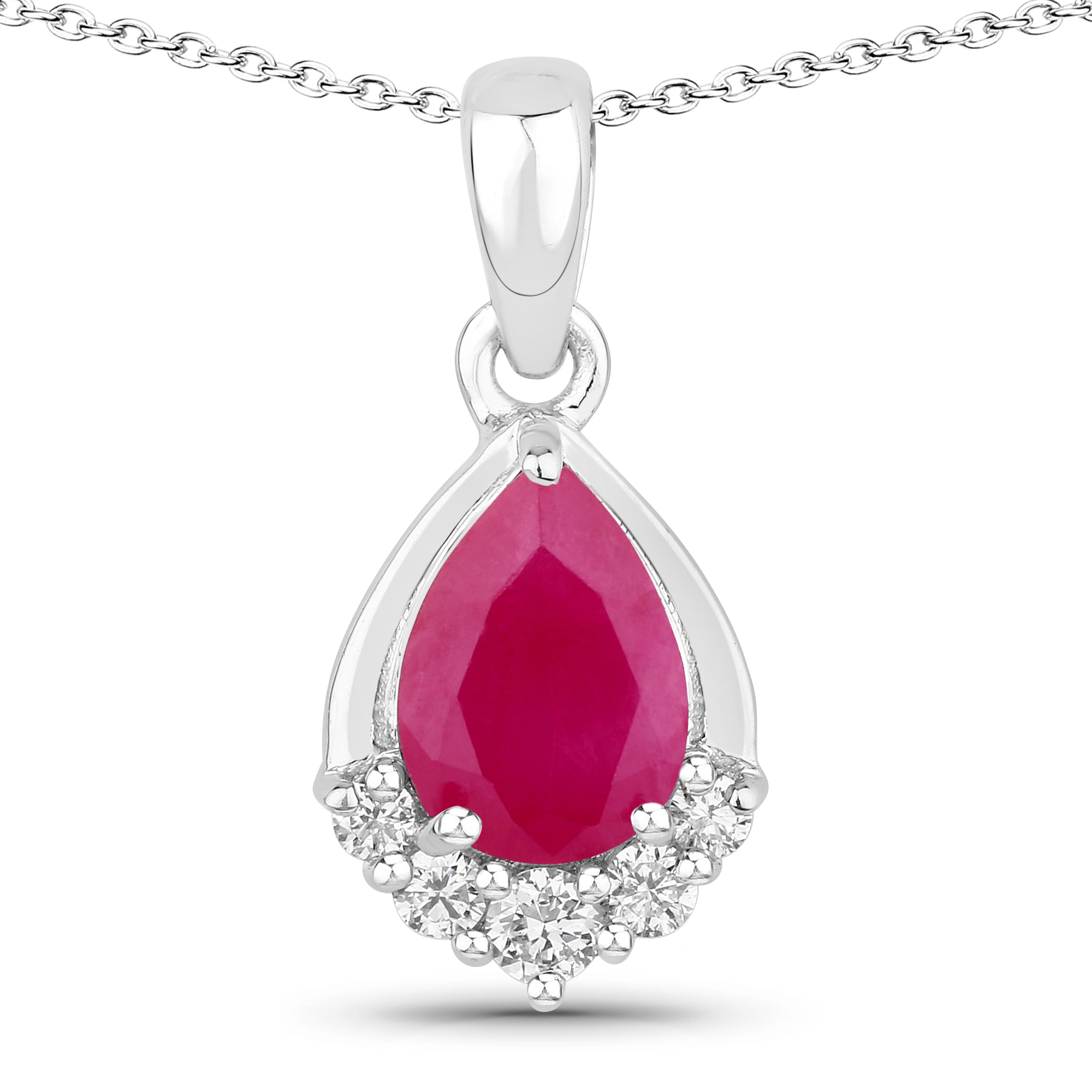 Genuine Mozambique Ruby & Lab Diamond Necklace