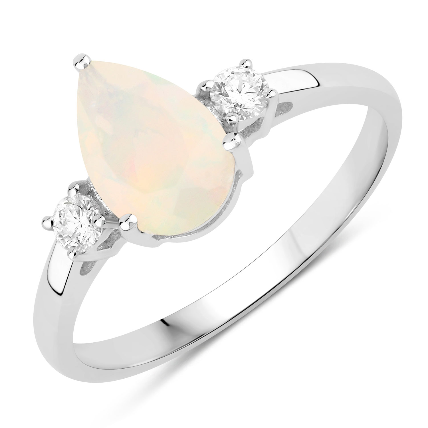 Ethiopian Opal and Lab-Grown Diamond Ring .925