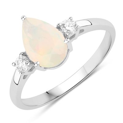 Ethiopian Opal and Lab-Grown Diamond Ring .925
. 31100033 
Setting: Sterling Silver .925 
