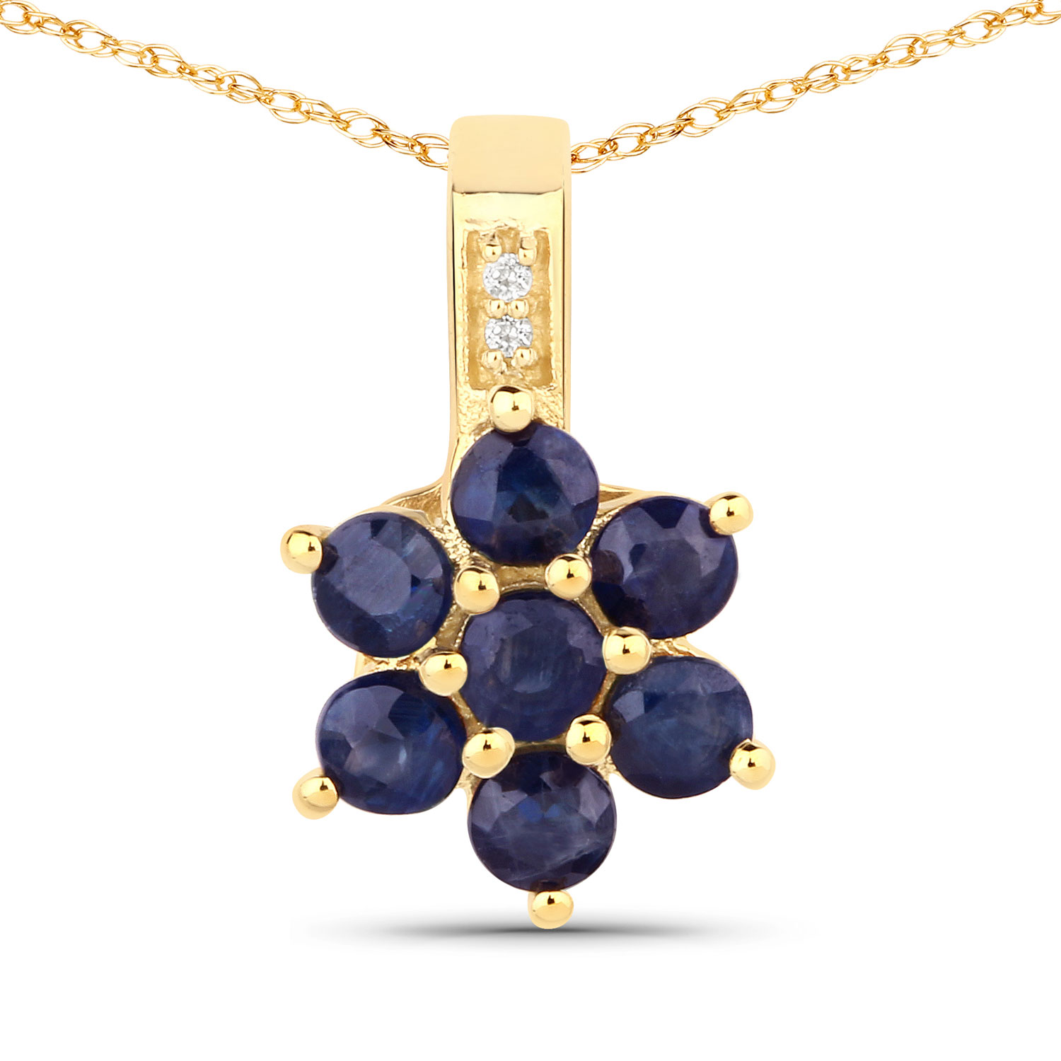 Genuine Blue Sapphire and Natural Diamond Necklace