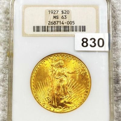 1927 $20 Gold Double Eagle NGC - MS63