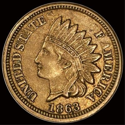 1863 Indian Head Penny CLOSELY UNC