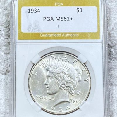1934 Silver Peace Dollar PGA - MS62+