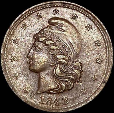 1863 Civil War Token NEARLY UNCIRCULATED
