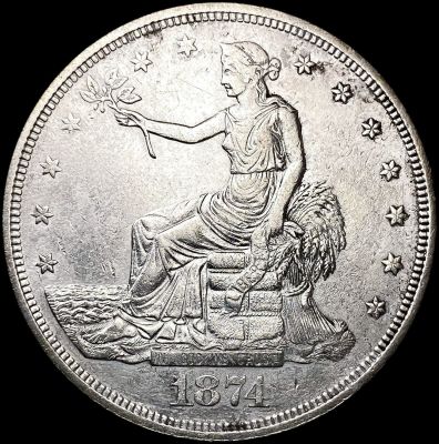 1874-CC Silver Trade Dollar CLOSELY UNCIRCULATED