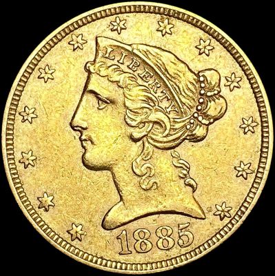 1885 $5 Gold Half Eagle NEARLY UNCIRCULATED