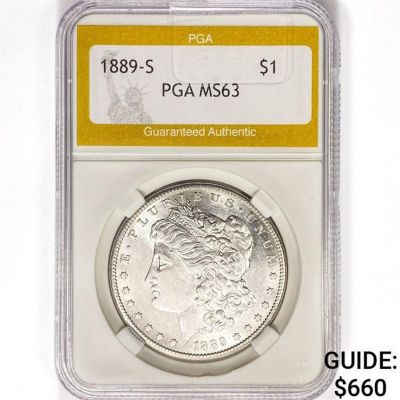 1889-S Morgan Silver Dollar PGA MS63