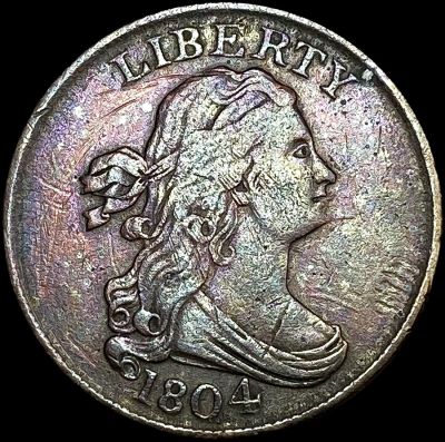 1804 Spiked Chin Draped Bust Half Cent LIGHTLY CIR