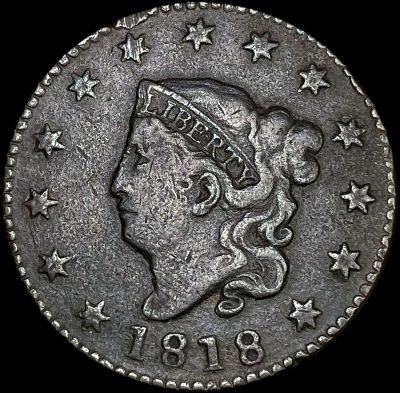 1818 Coronet Head Large Cent LIGHTLY CIRCULATED